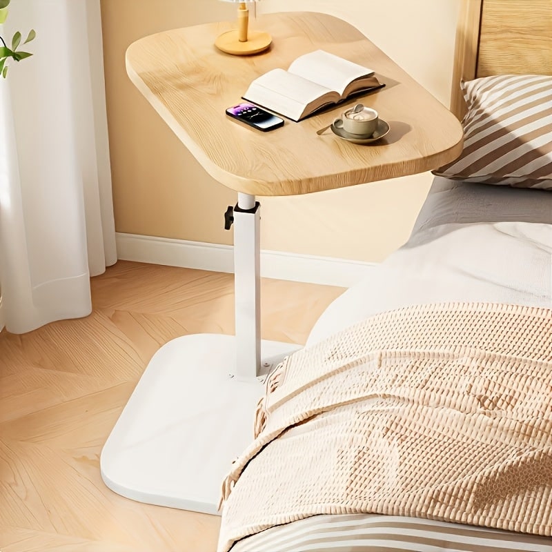 Adjustable Side Table with Height Adjustment and Metal Base for Bedroom Living Room - Image 3