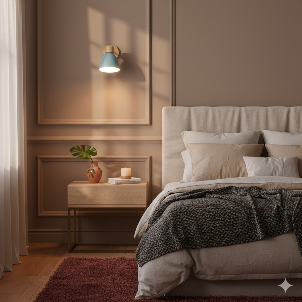 Adjustable Wall Sconce with Wooden Base and Swing Arm for Bedside Reading Light - Image 14