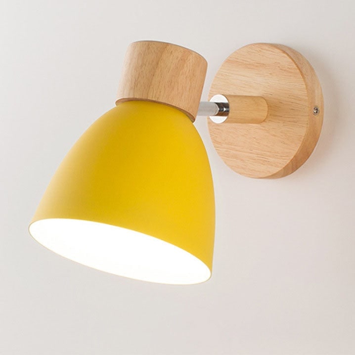 Adjustable Wall Sconce with Wooden Base and Swing Arm for Bedside Reading Light - Image 2