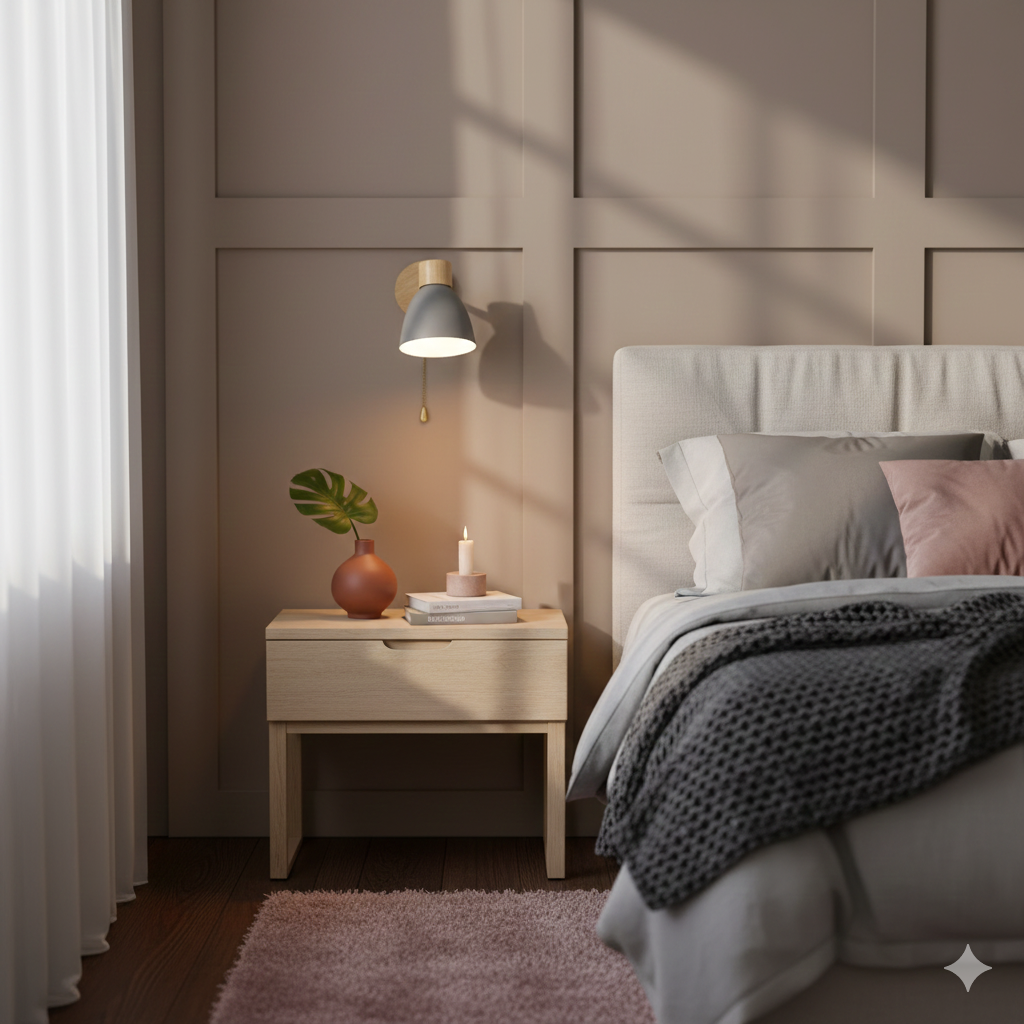 Adjustable Wall Sconce with Wooden Base and Swing Arm for Bedside Reading Light - Image 24