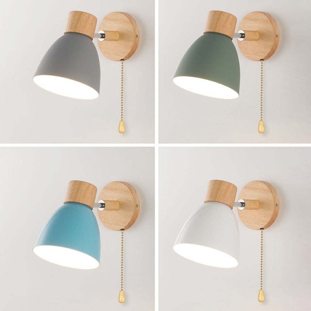 Adjustable Wall Sconce with Wooden Base and Swing Arm for Bedside Reading Light - Image 31