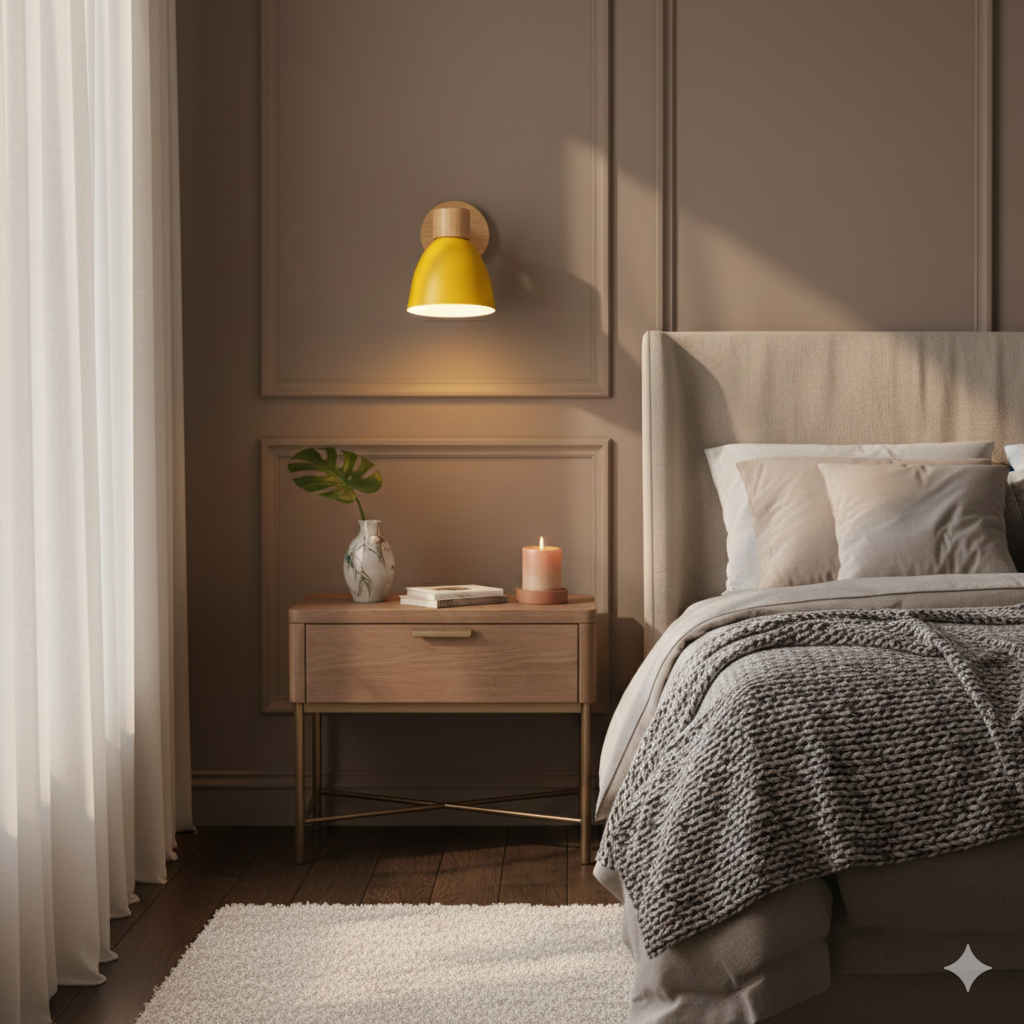 Adjustable Wall Sconce with Wooden Base and Swing Arm for Bedside Reading Light - Image 6