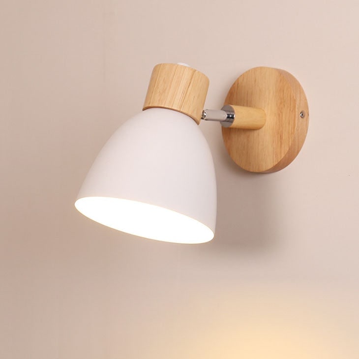 Adjustable Wall Sconce with Wooden Base and Swing Arm for Bedside Reading Light - Image 7