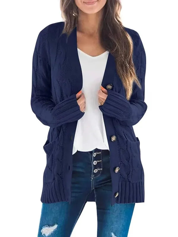 Cardigan casual da donna effetto maglia per autunno e inverno