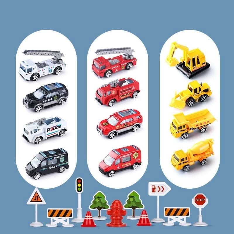 Airplane Toy Playset with Foldable Cargo Ramps Working Crane and Mini Vehicles - Image 9