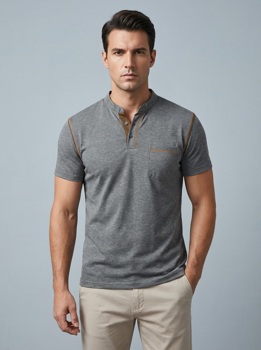 Alessandro | T-Shirt Uomo Cotone Collo Coreano