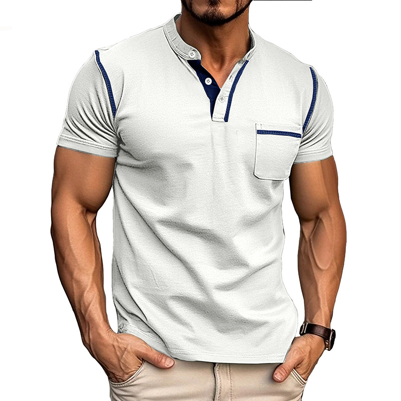 Alessandro | T-Shirt Uomo Cotone Collo Coreano Bianco