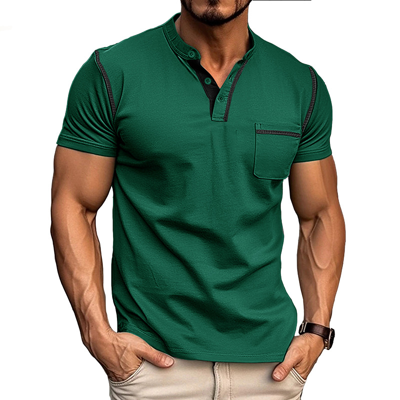 Alessandro | T-Shirt Uomo Cotone Collo Coreano Verde