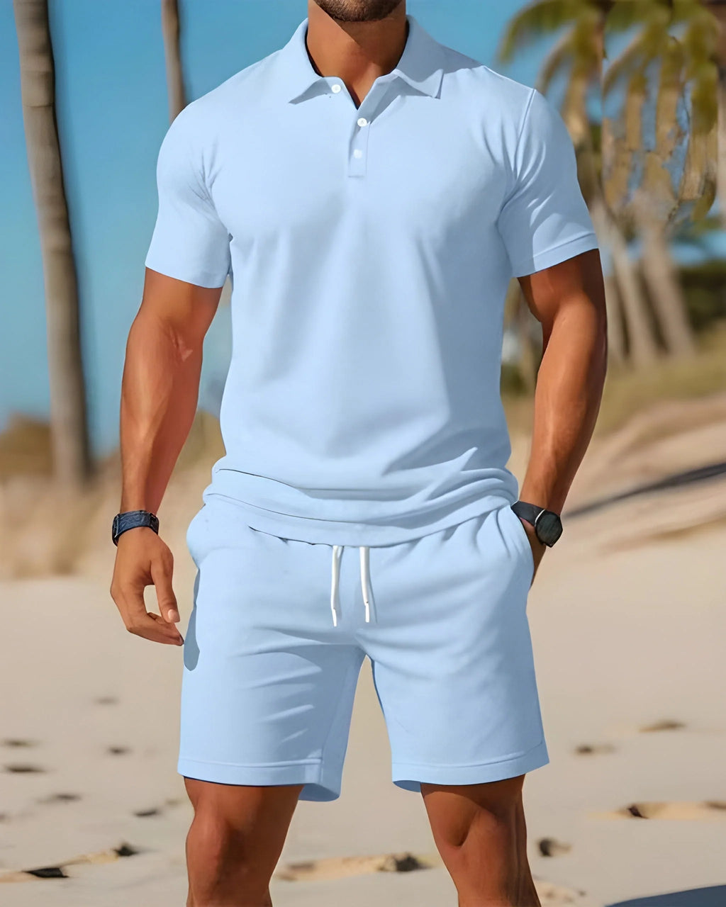 Alessio | Completo Uomo Polo Shorts Estivo Azzurro