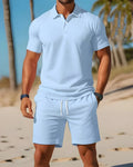 Alessio | Completo Uomo Polo Shorts Estivo Azzurro