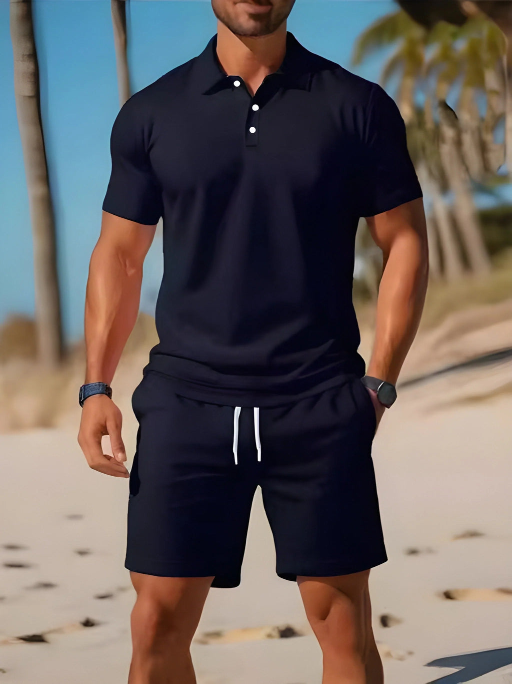 Alessio | Completo Uomo Polo Shorts Estivo Nero