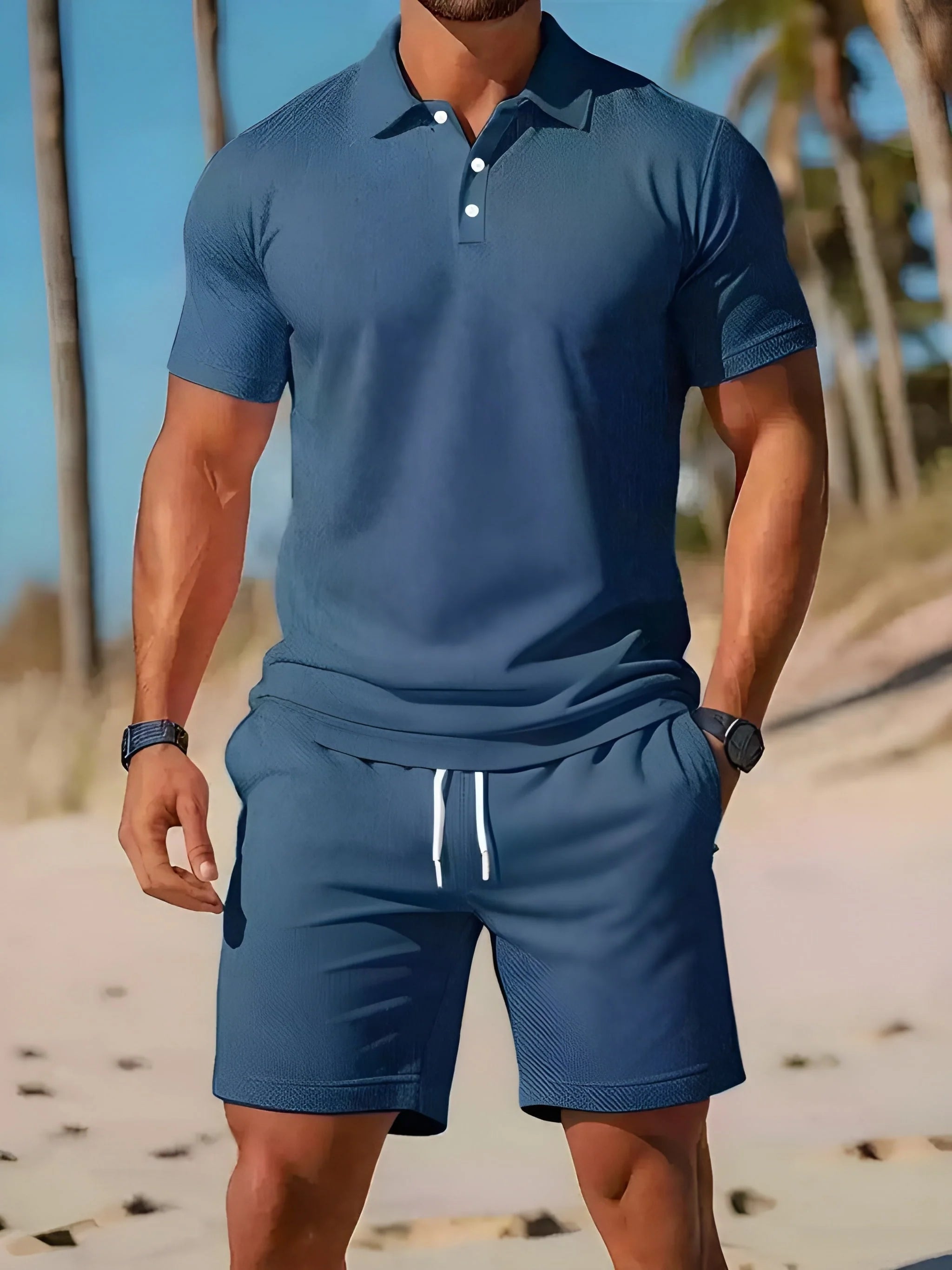 Alessio | Completo Uomo Polo Shorts Estivo Blu