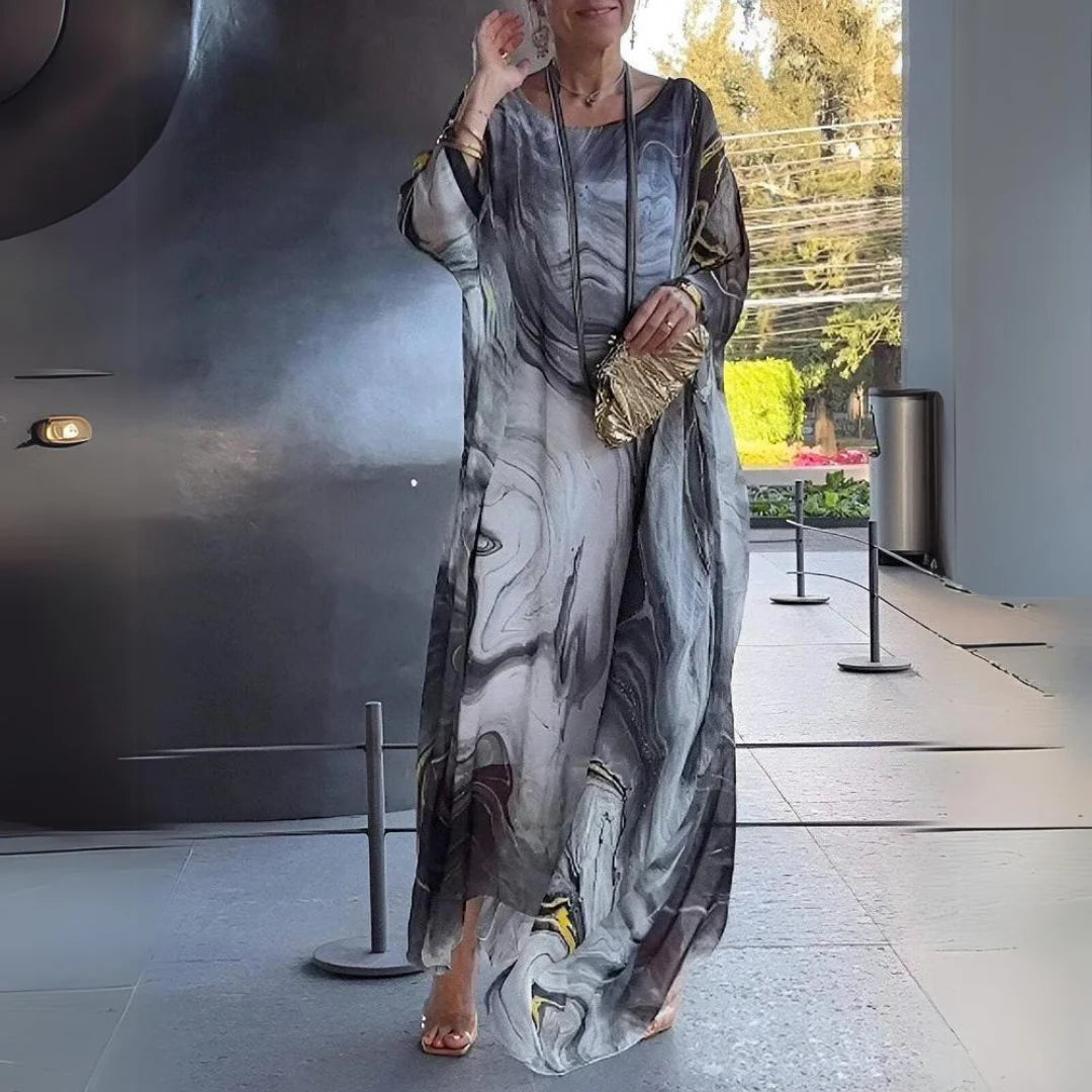 Alice | Abito Maxi Ampio Maniche Lunghe Grigio