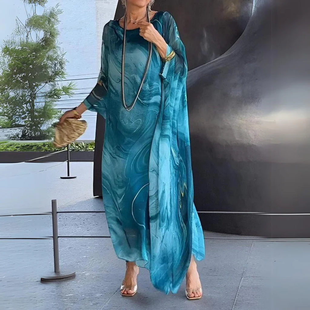 Alice | Abito Maxi Ampio Maniche Lunghe Blu