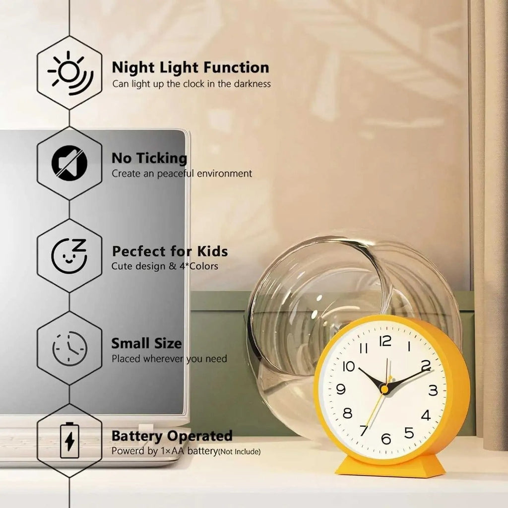 Analog Alarm Clock with Non-Ticking Quartz Movement Backlight and Battery Operation - Image 6