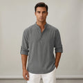 Antonio | Camicia Uomo Lino Collo Coreano Grigio