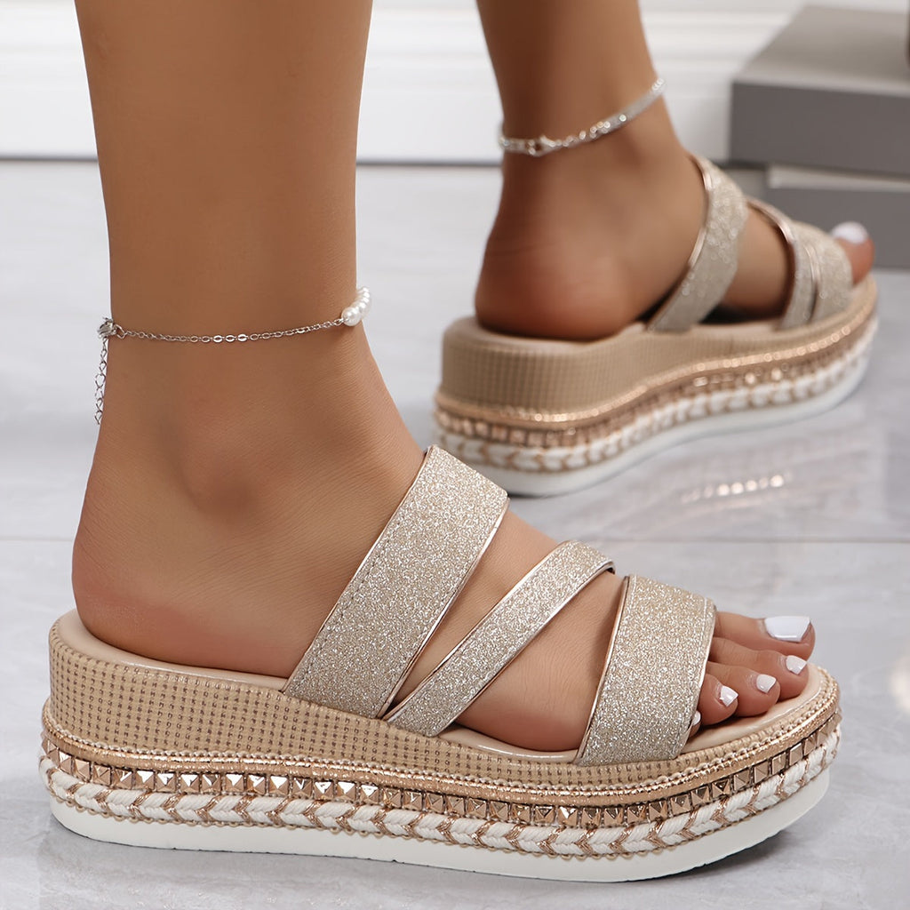 Aurora | Sandali Donna Comodi Plateau Glitter