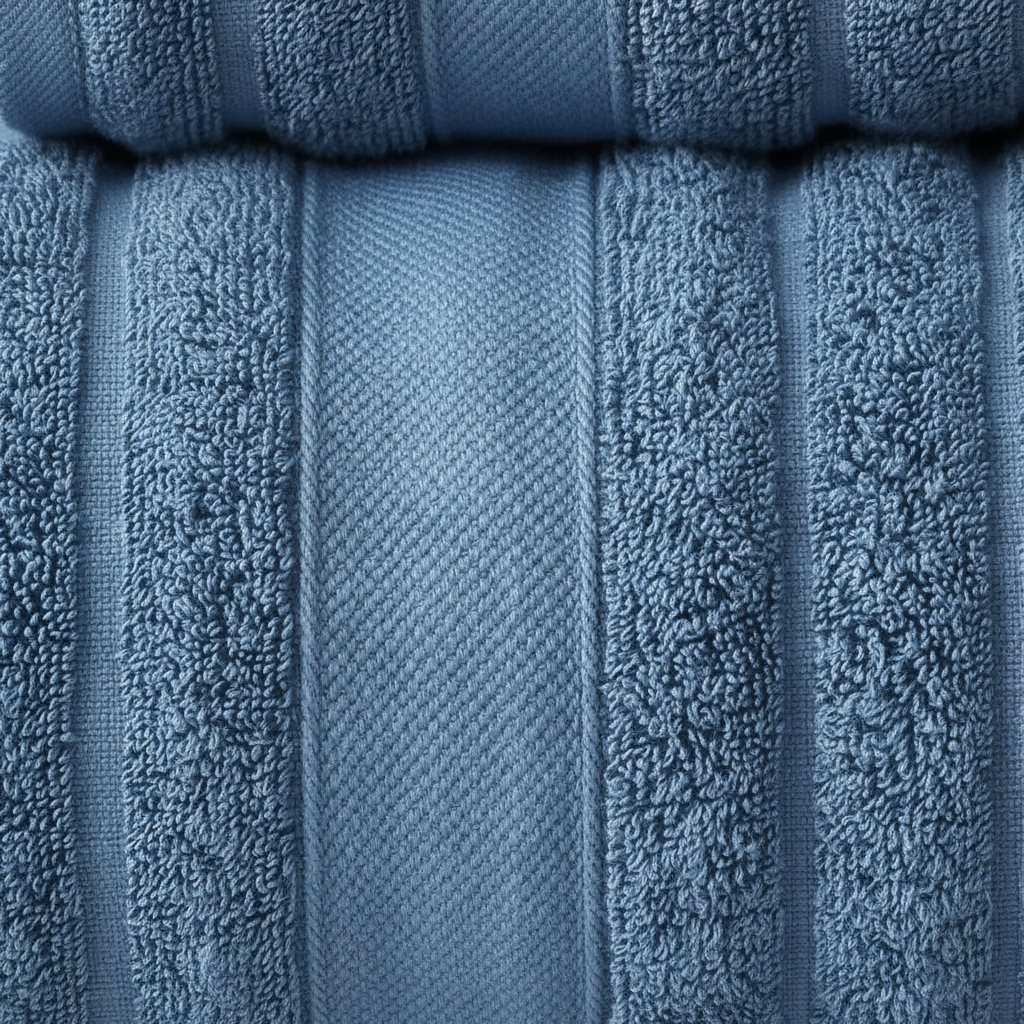 Bath Towel Set for Bathroom with 100% Cotton Terry Cloth Ribbed Stripe - Image 3