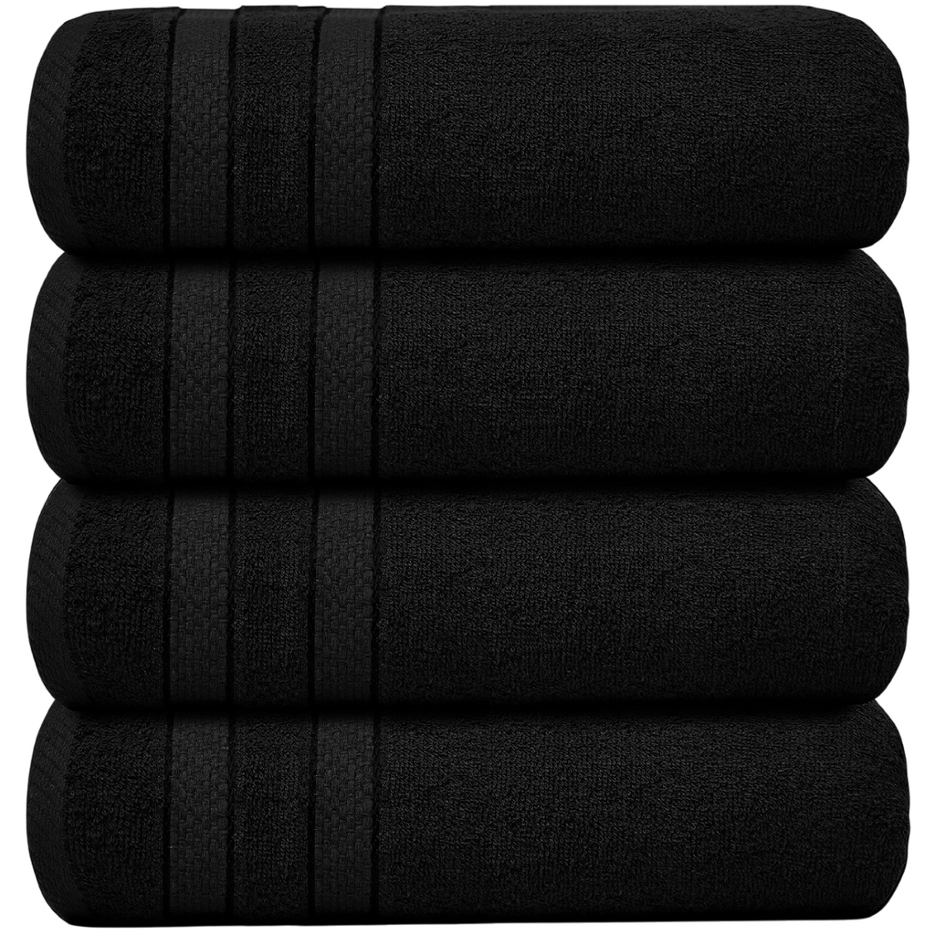 Bath Towel Set with Cotton Terry Cloth and Woven Dobby Border 4 Pack - Image 10