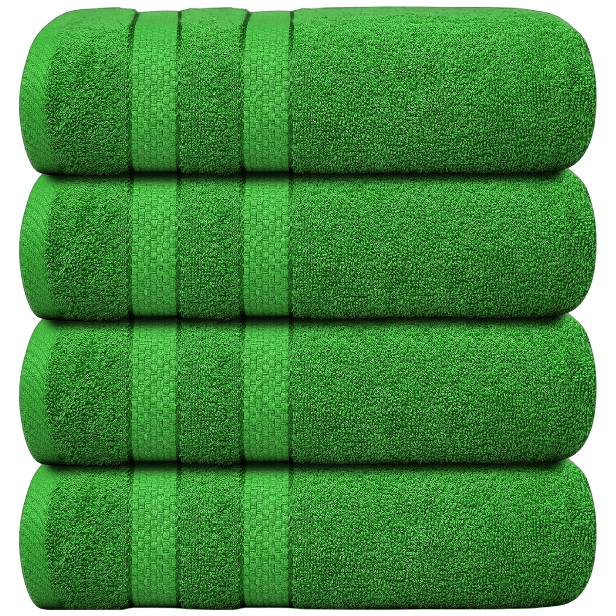 Bath Towel Set with Cotton Terry Cloth and Woven Dobby Border 4 Pack - Image 13