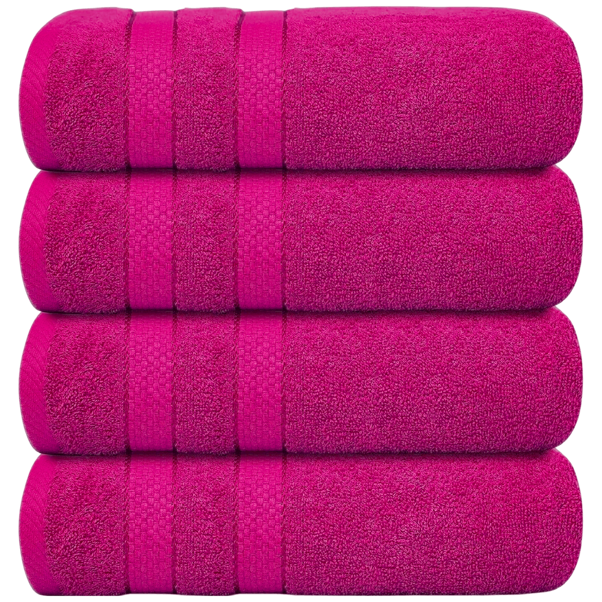 Bath Towel Set with Cotton Terry Cloth and Woven Dobby Border 4 Pack - Image 16