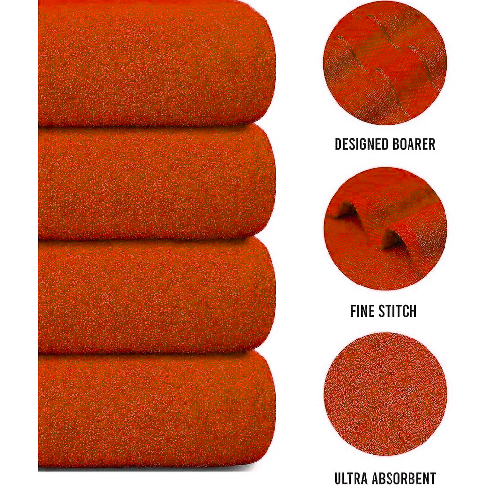 Bath Towel Set with Cotton Terry Cloth and Woven Dobby Border 4 Pack - Image 27