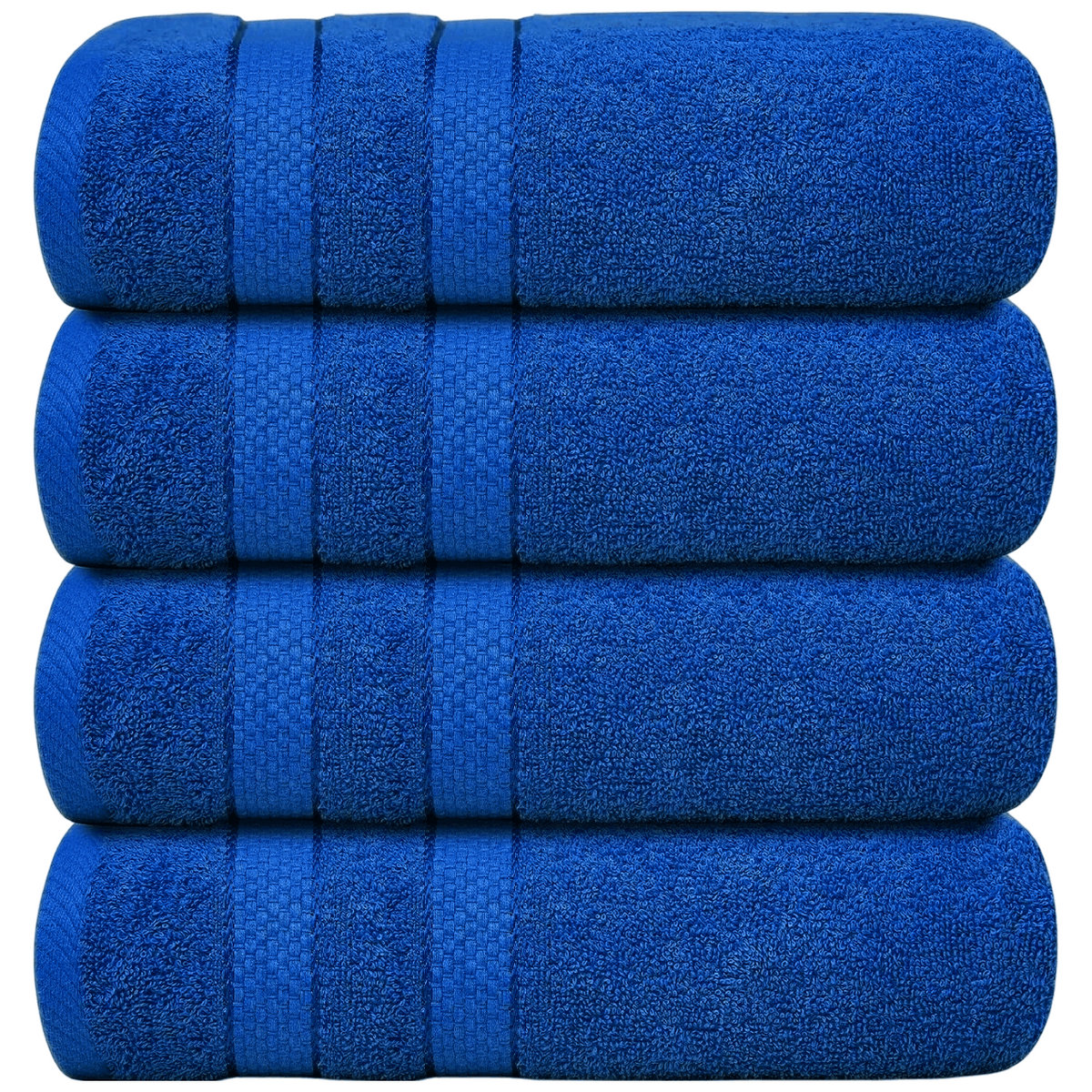 Bath Towel Set with Cotton Terry Cloth and Woven Dobby Border 4 Pack - Image 28