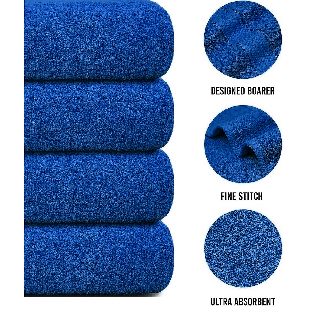 Bath Towel Set with Cotton Terry Cloth and Woven Dobby Border 4 Pack - Image 30