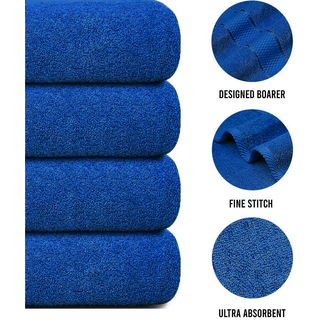 Bath Towel Set with Cotton Terry Cloth and Woven Dobby Border 4 Pack - Image 30
