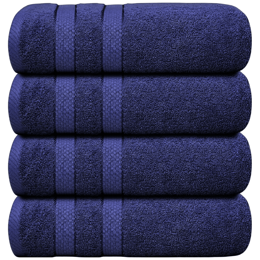 Bath Towel Set with Cotton Terry Cloth and Woven Dobby Border 4 Pack - Image 31