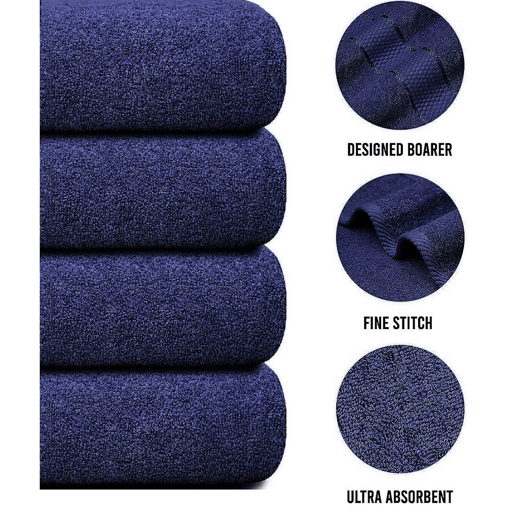 Bath Towel Set with Cotton Terry Cloth and Woven Dobby Border 4 Pack - Image 33