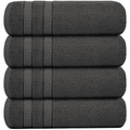 Bath Towel Set with Cotton Terry Cloth and Woven Dobby Border 4 Pack - Image 37