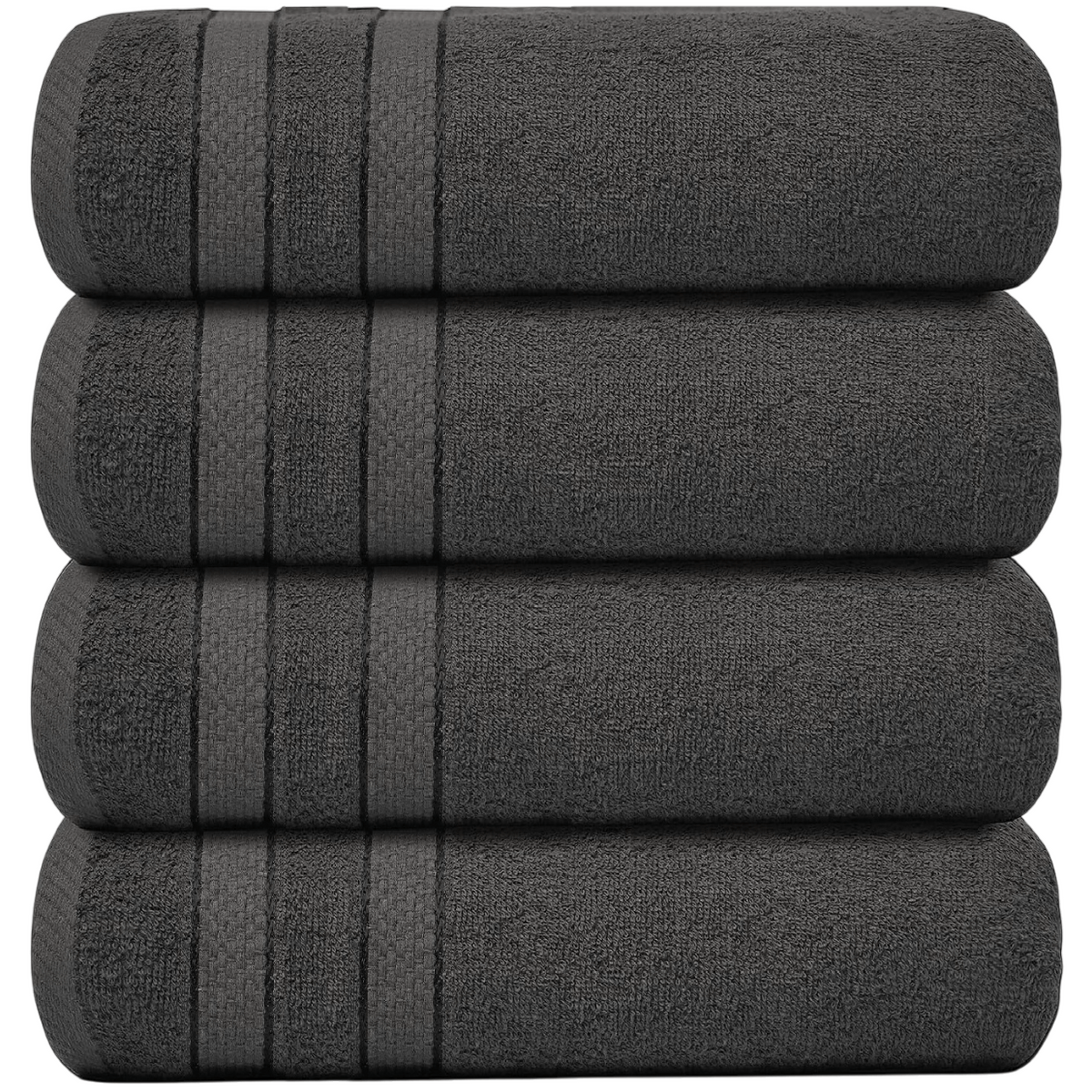 Bath Towel Set with Cotton Terry Cloth and Woven Dobby Border 4 Pack - Image 37