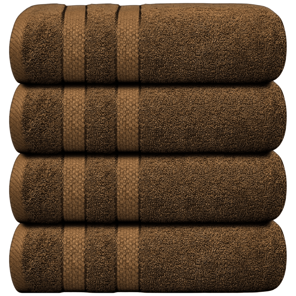 Bath Towel Set with Cotton Terry Cloth and Woven Dobby Border 4 Pack - Image 40