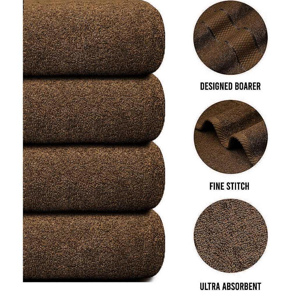 Bath Towel Set with Cotton Terry Cloth and Woven Dobby Border 4 Pack - Image 42