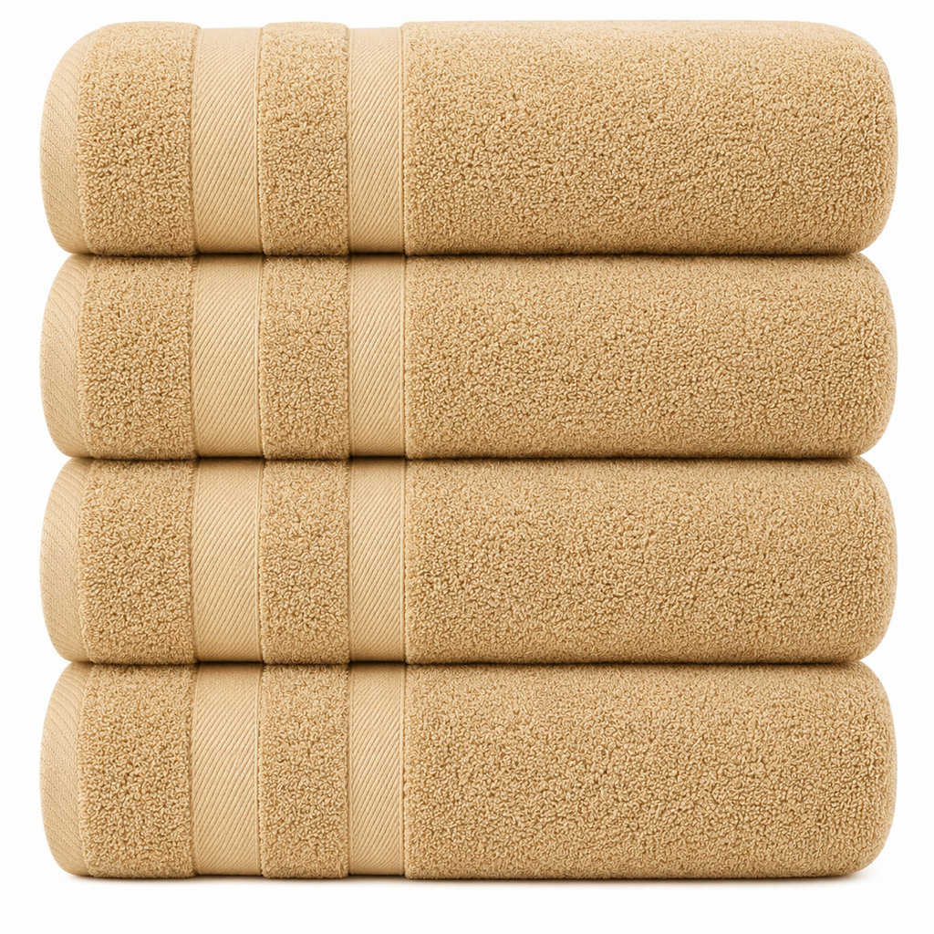 Bath Towel Set with Cotton Terry Cloth and Woven Dobby Border 4 Pack - Image 44