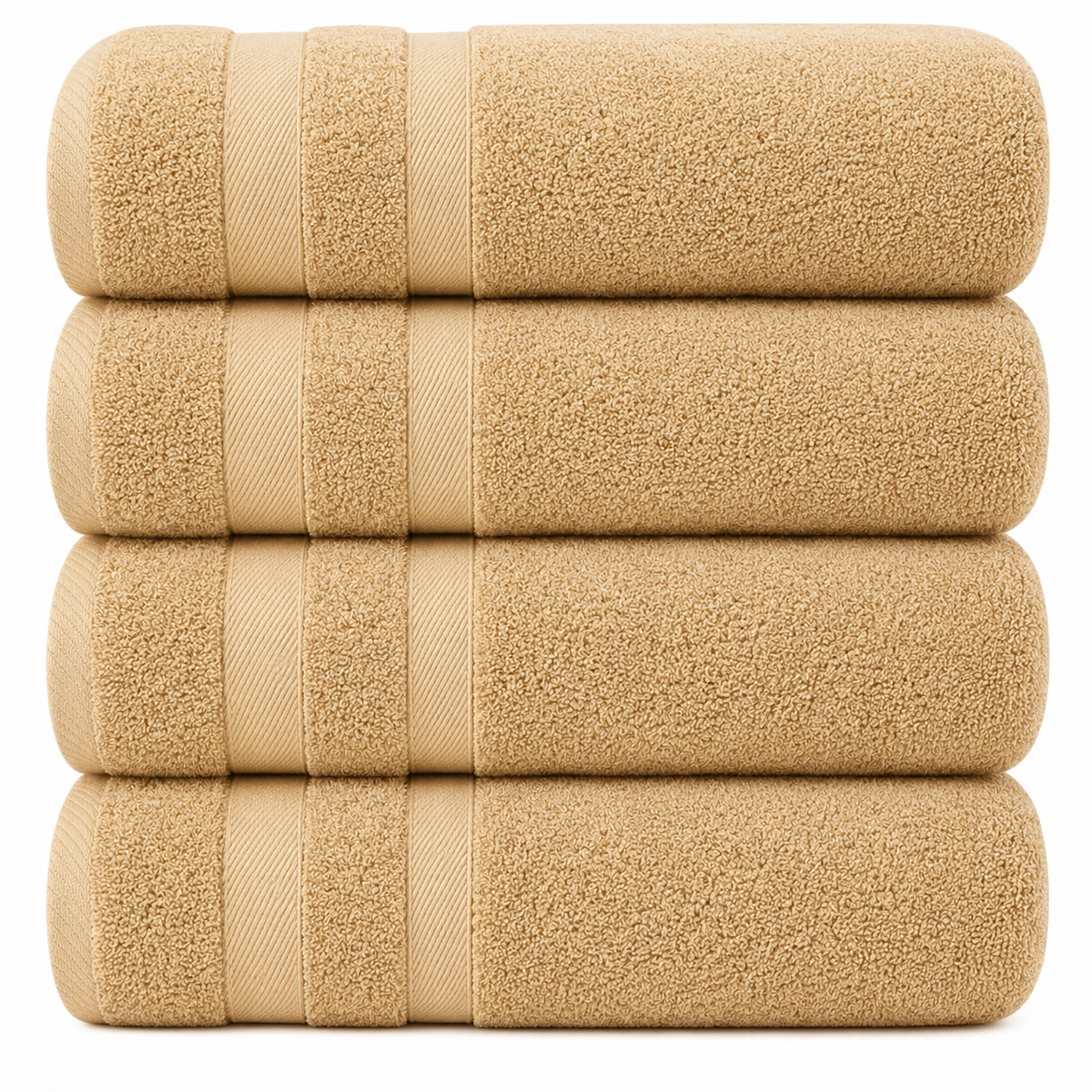 Bath Towel Set with Cotton Terry Cloth and Woven Dobby Border 4 Pack - Image 44