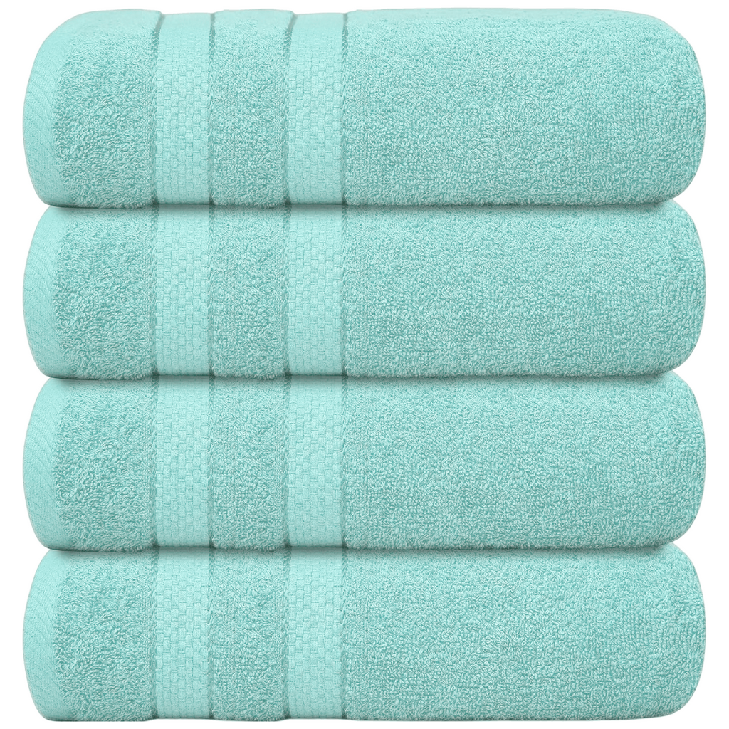 Bath Towel Set with Cotton Terry Cloth and Woven Dobby Border 4 Pack - Image 7