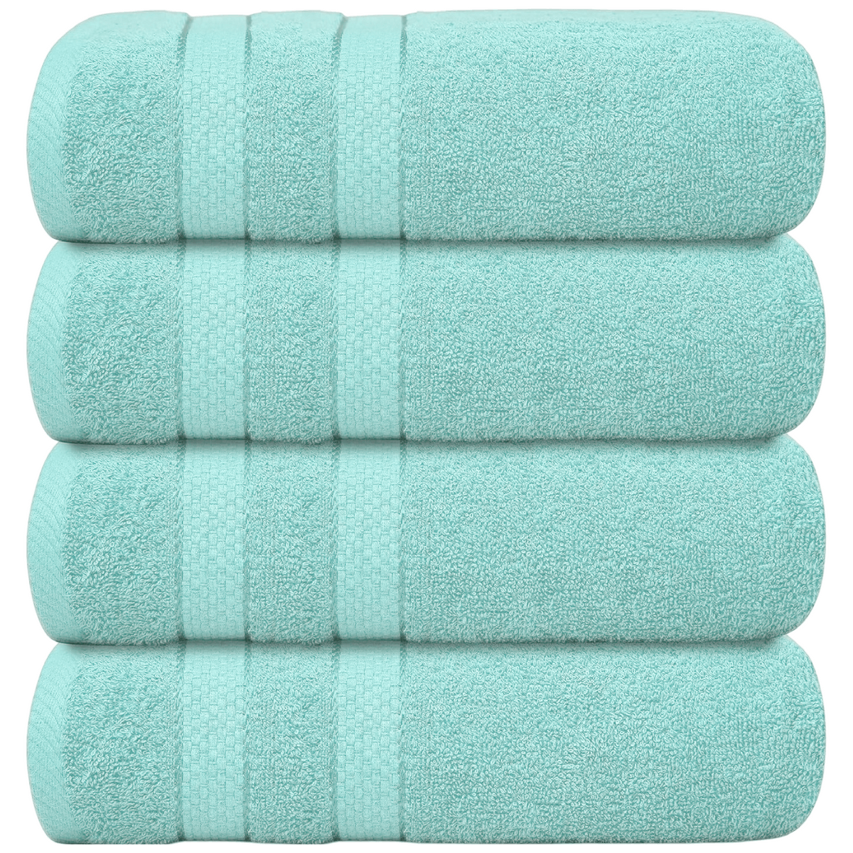 Bath Towel Set with Cotton Terry Cloth and Woven Dobby Border 4 Pack - Image 7