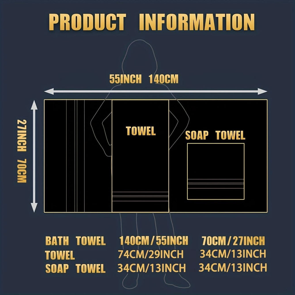 Bath Towel Set with Terry Cloth and Gold Woven Stripes 8-Piece - Image 3