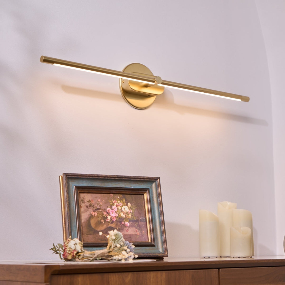 Bathroom Vanity Light Fixtures with Integrated LED Mirror Lighting Bar - Image 44