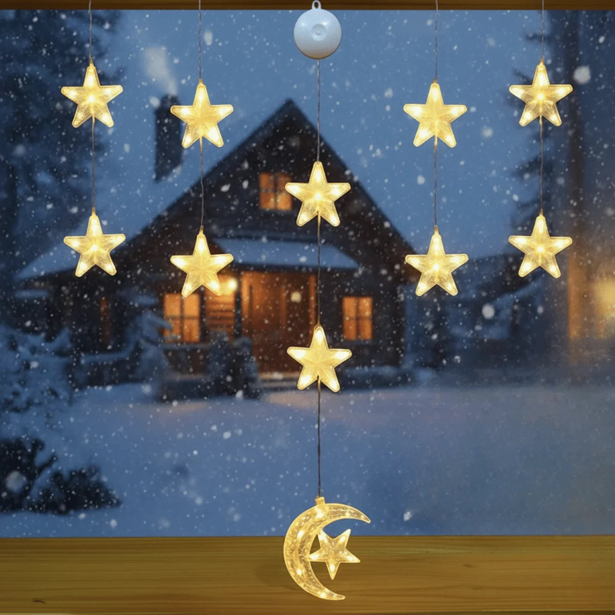 Battery Operated Christmas Lights with Suction Cup for Window Glass Decorations - Image 1