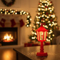 Battery Operated Snow Globe Lantern with Musical Christmas Decoration and Swirling LED Light - Image 1