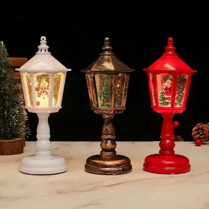 Battery Operated Snow Globe Lantern with Musical Christmas Decoration and Swirling LED Light - Image 4