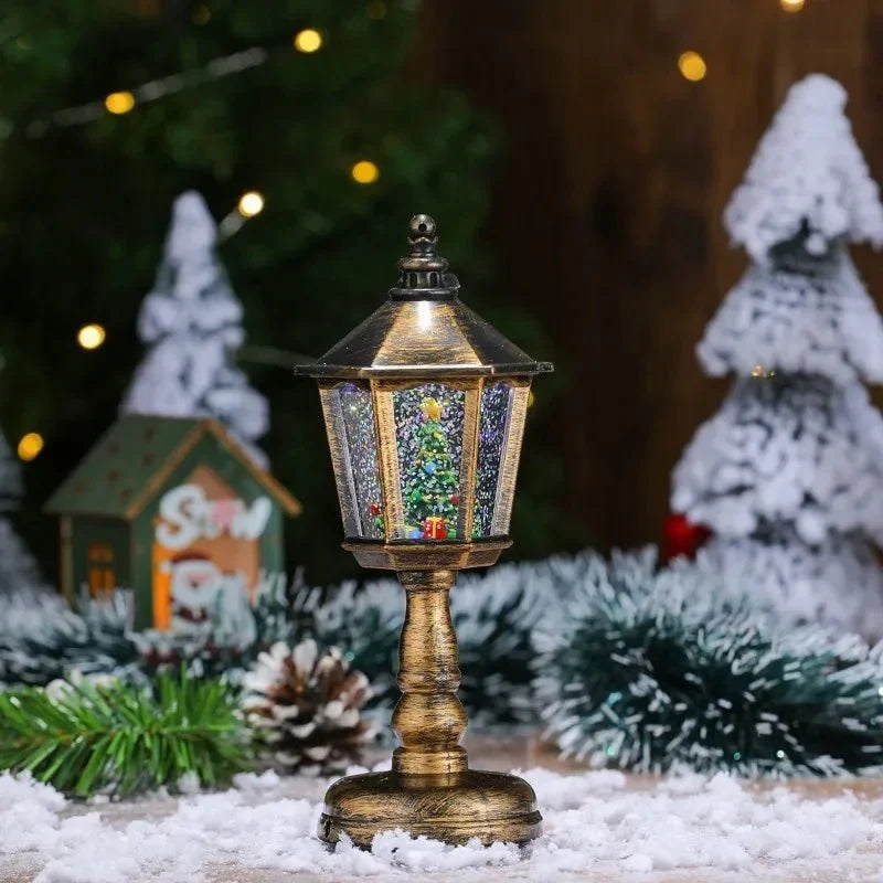 Battery Operated Snow Globe Lantern with Musical Christmas Decoration and Swirling LED Light - Image 8