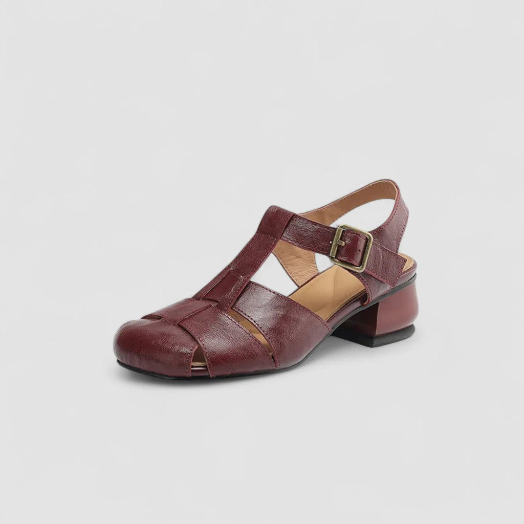 Beatrice | Donna Sandali in Pelle Tacco Basso Vintage
