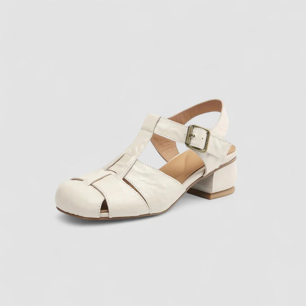Beatrice | Donna Sandali in Pelle Tacco Basso Vintage