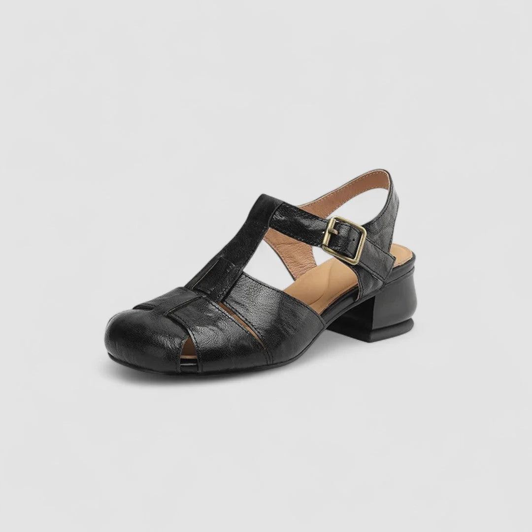 Beatrice | Donna Sandali in Pelle Tacco Basso Vintage