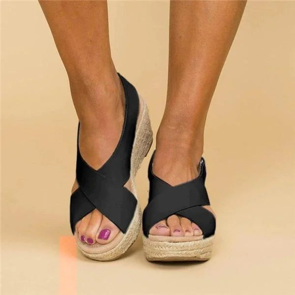 Beatrice | Espadrillas Ortopedici Donna Zeppa Platform Nero