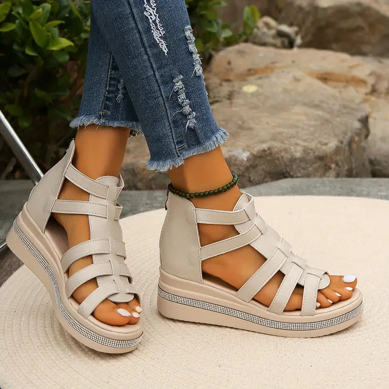 Beatrice | Sandali Ortopedici Donna Strass Beige